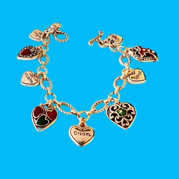 Brighton quote charm bracelet w/ red accents.  7 inches.  Excellent condition - Picture 3 of 5